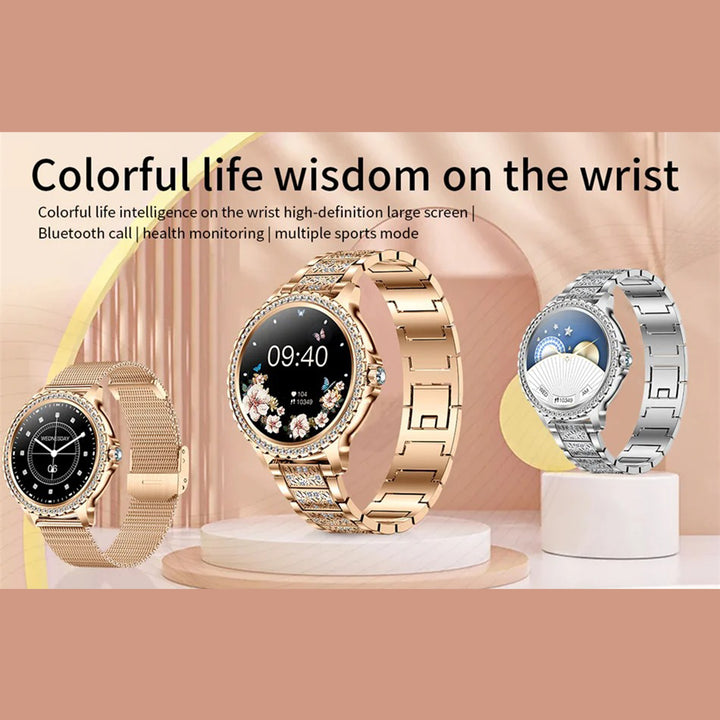 Premium Fashion Smartwatch for Women, 1.04" AMOLED Screen, Bluetooth Call, Metal Body, IP68 Waterproof, Heart Rate, Music Control, Sleep & Fitness Tracking, Multiple Sports Modes