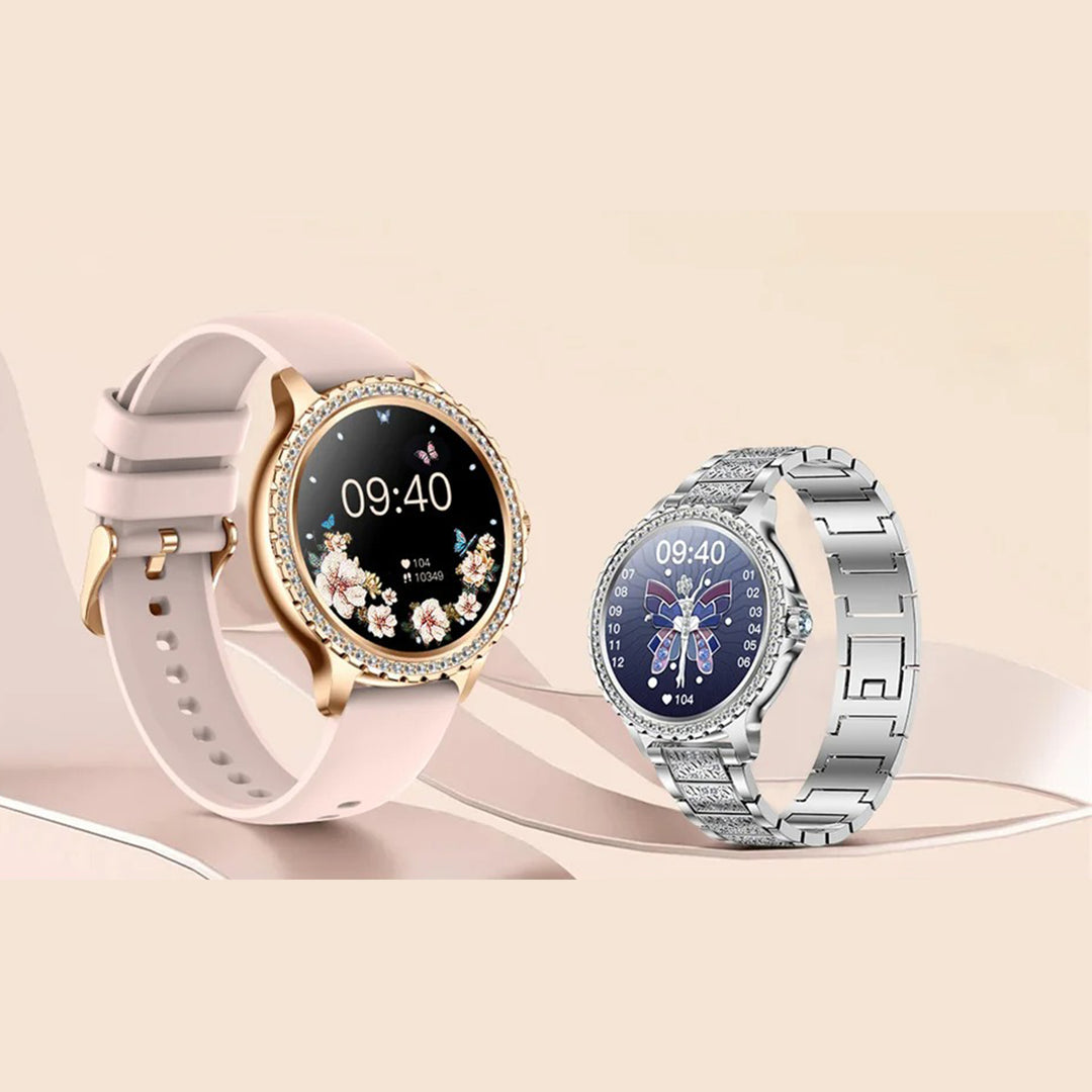 Premium Fashion Smartwatch for Women, 1.04" AMOLED Screen, Bluetooth Call, Metal Body, IP68 Waterproof, Heart Rate, Music Control, Sleep & Fitness Tracking, Multiple Sports Modes