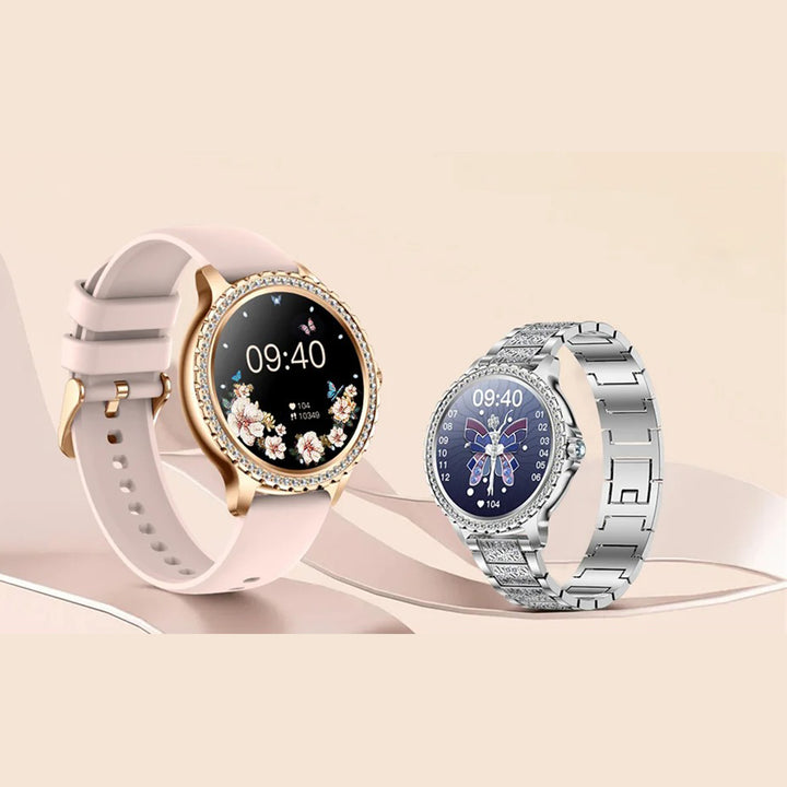 Premium Fashion Smartwatch for Women, 1.04" AMOLED Screen, Bluetooth Call, Metal Body, IP68 Waterproof, Heart Rate, Music Control, Sleep & Fitness Tracking, Multiple Sports Modes