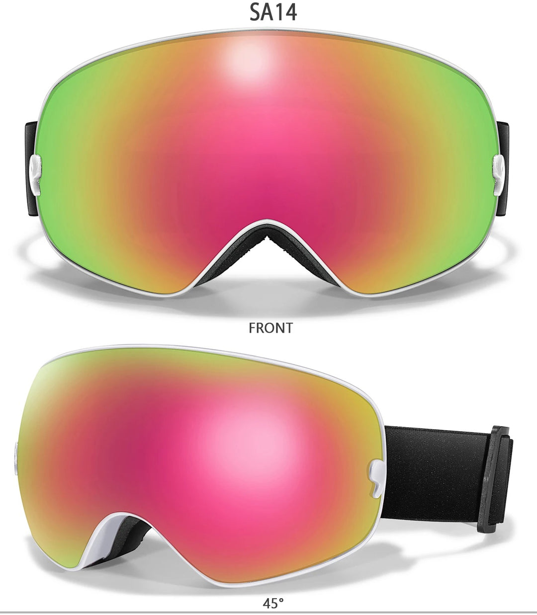 Premium Ski Goggles – Large Comma Spherical Design, Double-Layer Anti-Fog Lens, Winter Cycling & Sled Sports Glasses, Wide Field of View, Suitable for Myopia