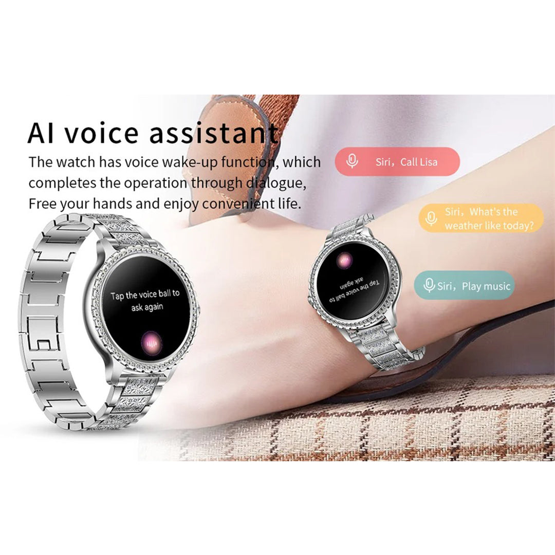 Premium Fashion Smartwatch for Women, 1.04" AMOLED Screen, Bluetooth Call, Metal Body, IP68 Waterproof, Heart Rate, Music Control, Sleep & Fitness Tracking, Multiple Sports Modes