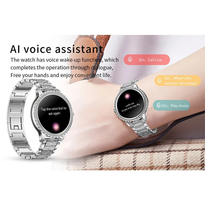 Premium Fashion Smartwatch for Women, 1.04" AMOLED Screen, Bluetooth Call, Metal Body, IP68 Waterproof, Heart Rate, Music Control, Sleep & Fitness Tracking, Multiple Sports Modes