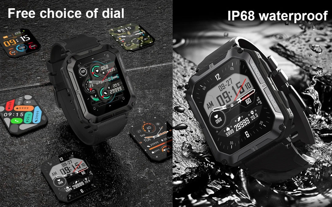 Premium IP68 Waterproof Smartwatch with Bluetooth Calling & 123 Sport Modes - 1.83" HD Display, Heart Rate & Blood Oxygen Monitor, Sleep Tracking, Voice Assistant, Long Battery Life, Compatible with Android & iOS