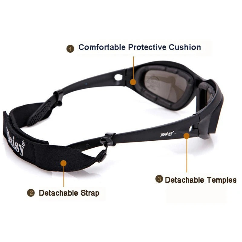 Premium Tactical Polarized Sport Glasses – UV Protection, Anti-Glare, 4 Lens Options for Shooting, Airsoft, Hunting, Hiking & Safety Eyewear