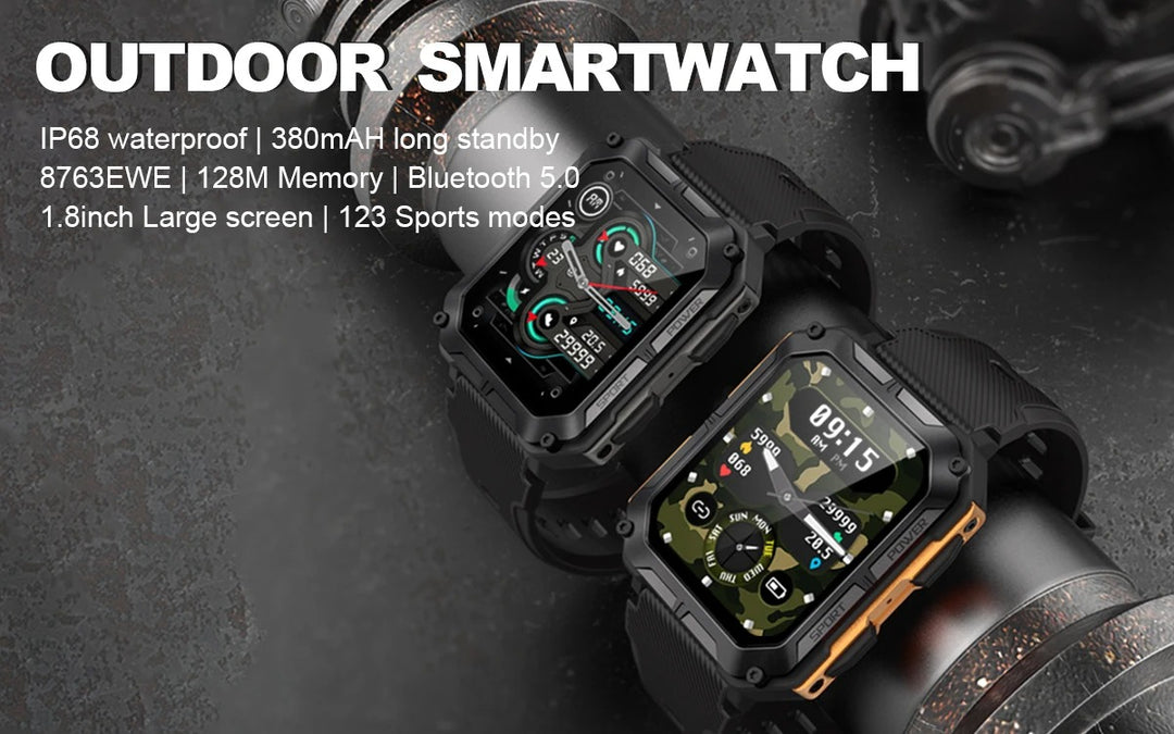 Premium IP68 Waterproof Smartwatch with Bluetooth Calling & 123 Sport Modes - 1.83" HD Display, Heart Rate & Blood Oxygen Monitor, Sleep Tracking, Voice Assistant, Long Battery Life, Compatible with Android & iOS