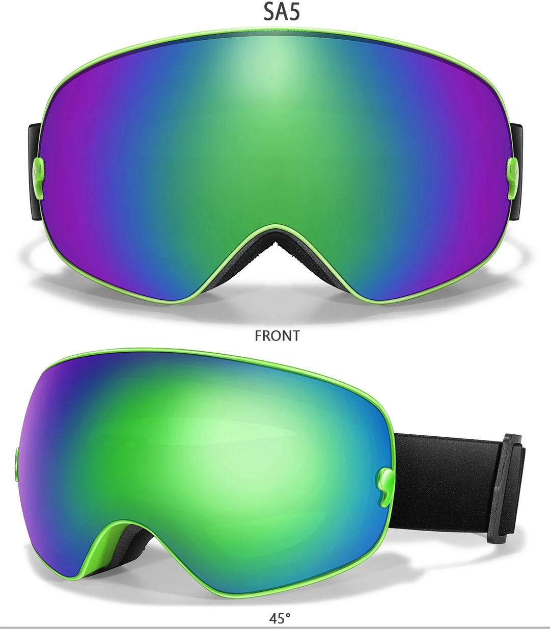 Premium Ski Goggles – Large Comma Spherical Design, Double-Layer Anti-Fog Lens, Winter Cycling & Sled Sports Glasses, Wide Field of View, Suitable for Myopia