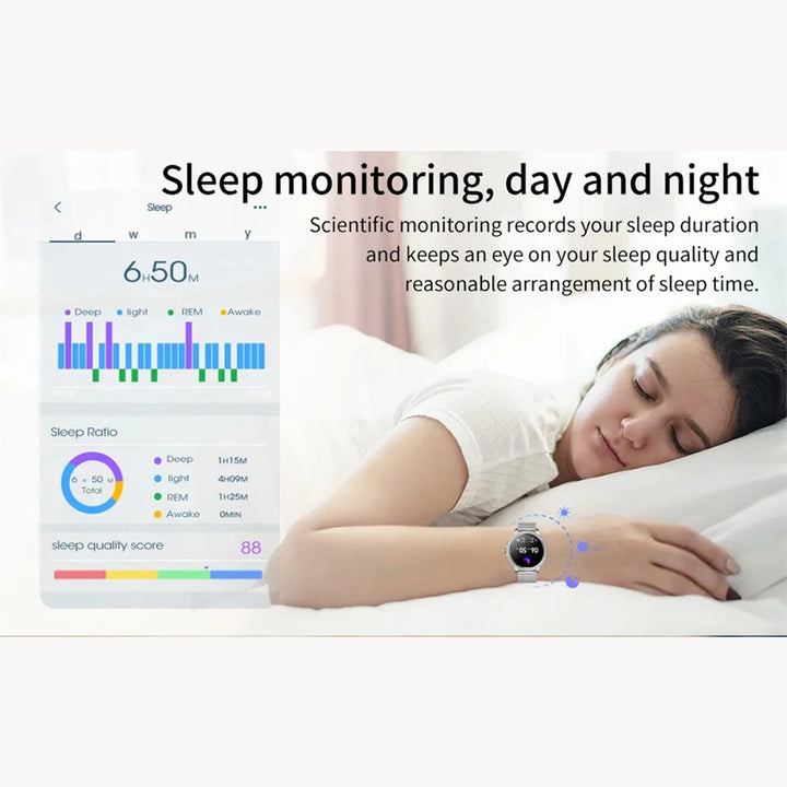 Premium Fashion Smartwatch for Women, 1.04" AMOLED Screen, Bluetooth Call, Metal Body, IP68 Waterproof, Heart Rate, Music Control, Sleep & Fitness Tracking, Multiple Sports Modes