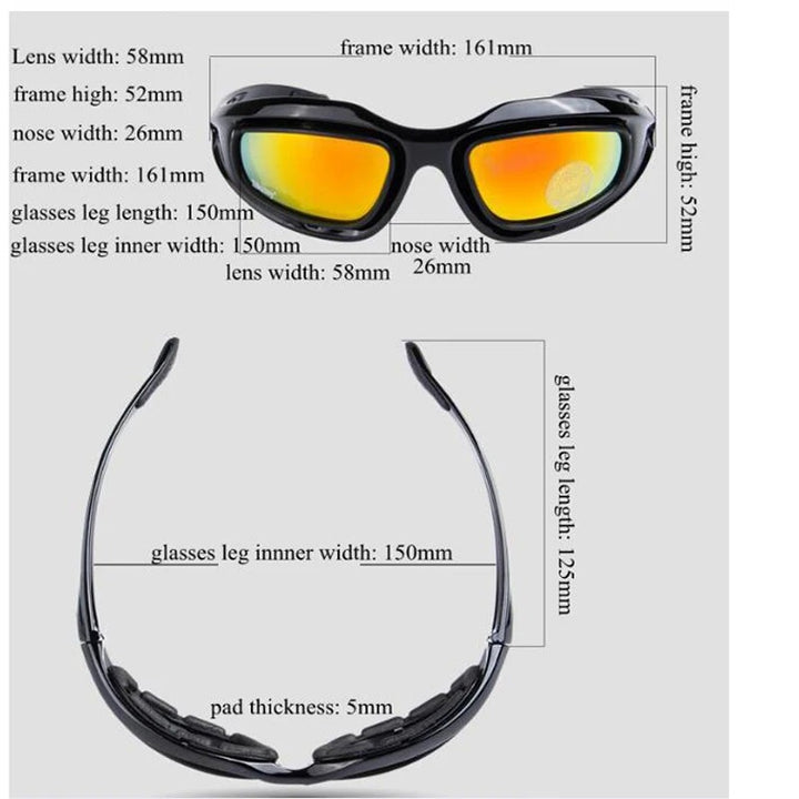 Premium Tactical Polarized Sport Glasses – UV Protection, Anti-Glare, 4 Lens Options for Shooting, Airsoft, Hunting, Hiking & Safety Eyewear