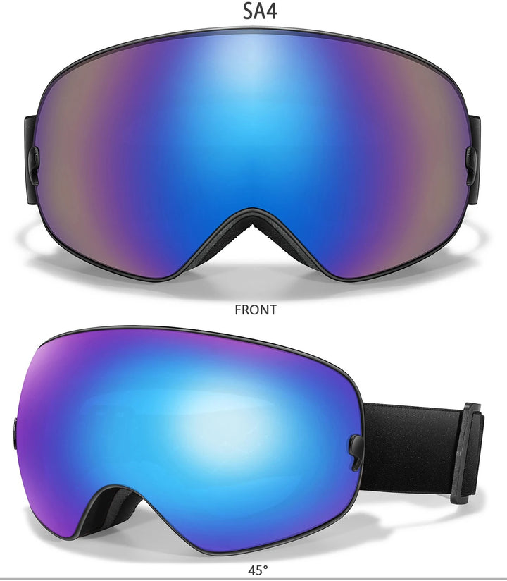 Premium Ski Goggles – Large Comma Spherical Design, Double-Layer Anti-Fog Lens, Winter Cycling & Sled Sports Glasses, Wide Field of View, Suitable for Myopia