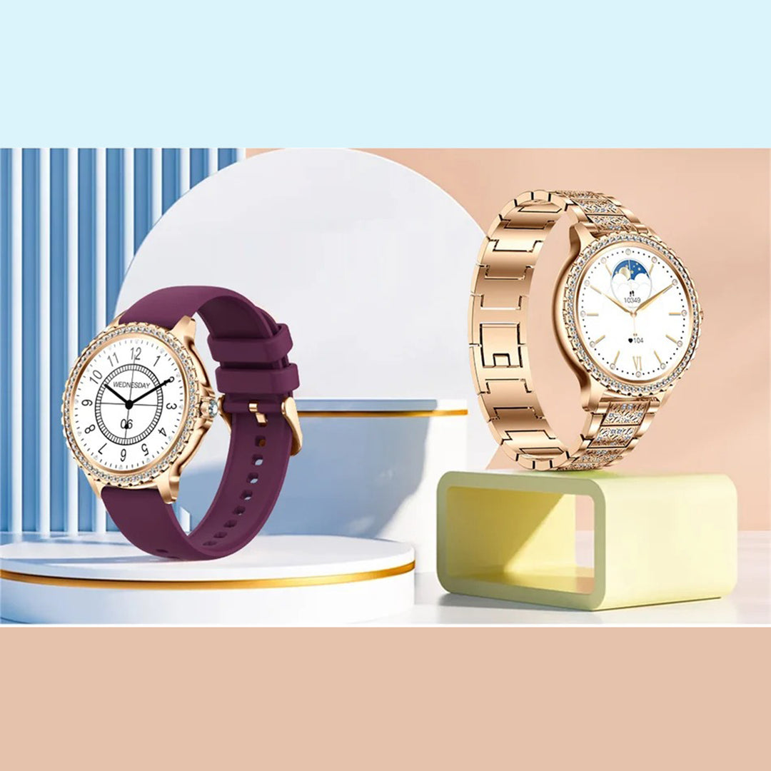 Premium Fashion Smartwatch for Women, 1.04" AMOLED Screen, Bluetooth Call, Metal Body, IP68 Waterproof, Heart Rate, Music Control, Sleep & Fitness Tracking, Multiple Sports Modes