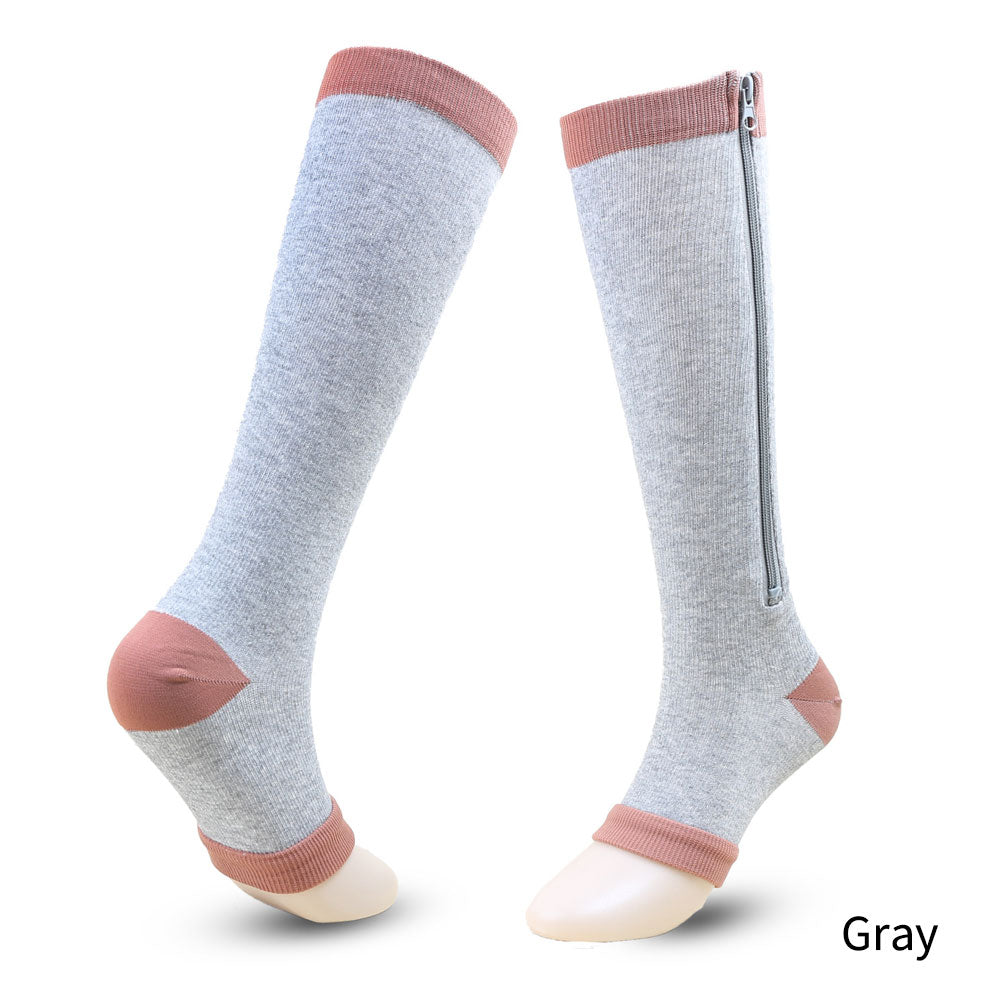 Premium Zipper Compression Socks with Open Toe – 15-20 mmHg, for Men & Women, Lightweight Support for Pregnancy, Swelling, 